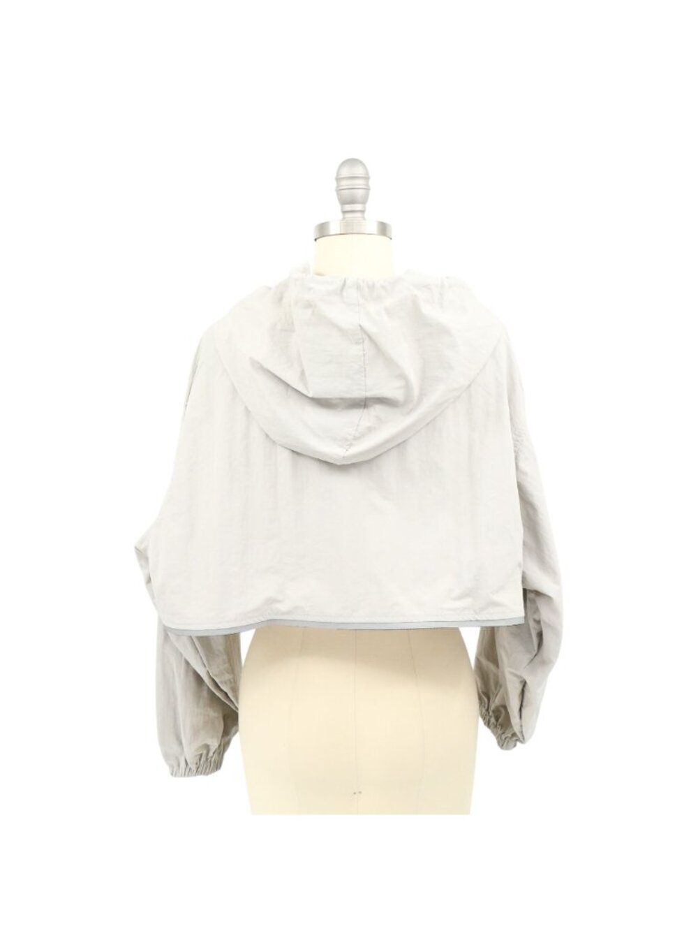 Kate Hewko Silver Zip Detail Cropped Hooded Gray Pullover Crop Hoodie One Size - Picture 5 of 8